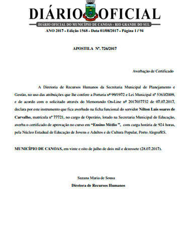 Diário Oficial Prefeitura Canoas